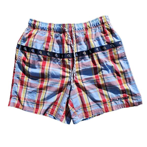 Tommy Hilfiger Sailing Swim Trunks Men's Size Large Plaid Beach Lake Boating - Picture 1 of 4